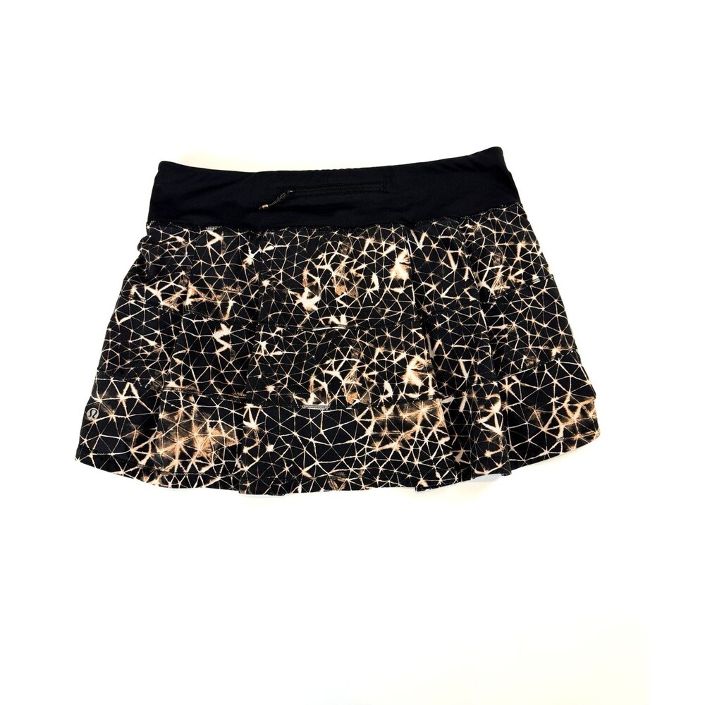 Lululemon Pace Rival Skirt Tall Size 8 Black Abstract Print Tennis Golf Skort - Picture 2 of 10